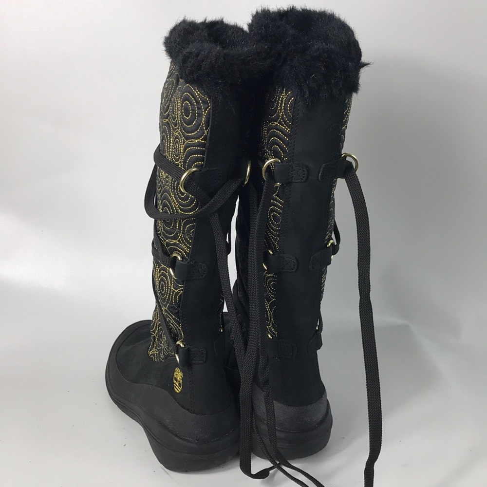 Timberland black and gold warm fur boots size 7 M - Picture 4 of 6